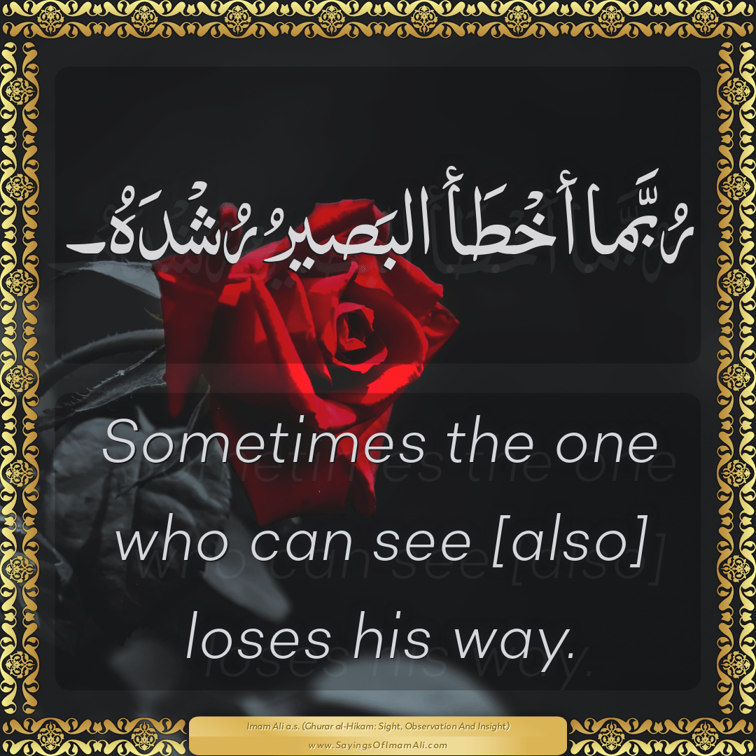 Sometimes the one who can see [also] loses his way.